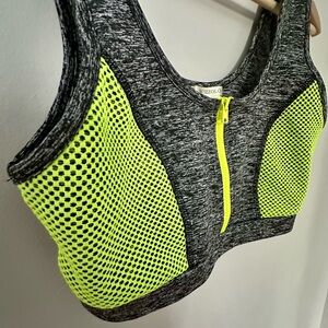 Neon Yellow and Gray Sports Bra